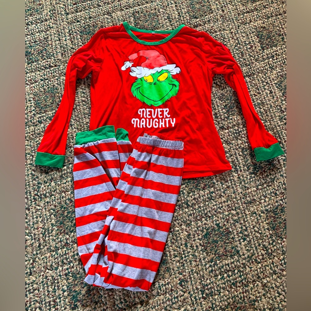 Christmas Grinch “Never Naughty” Pajama Set